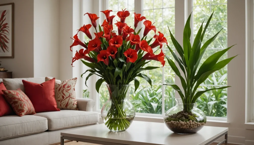 cannas fleurs rouges