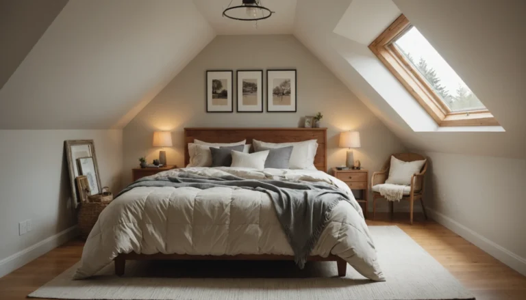 chambre à coucher lit sous la pente du toit