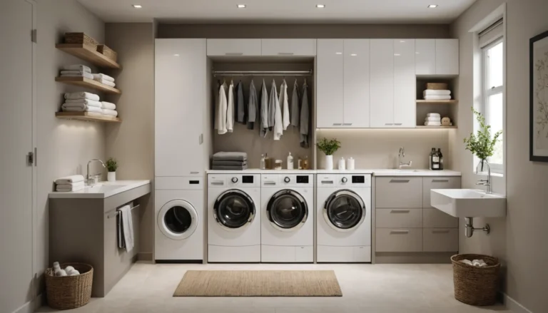 petite salle de bain avec lave-linge et sèche-linge