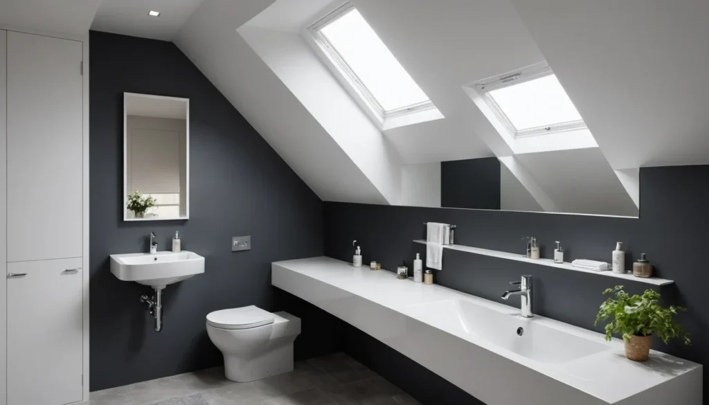 idées pour petite salle de bain avec pente de toit