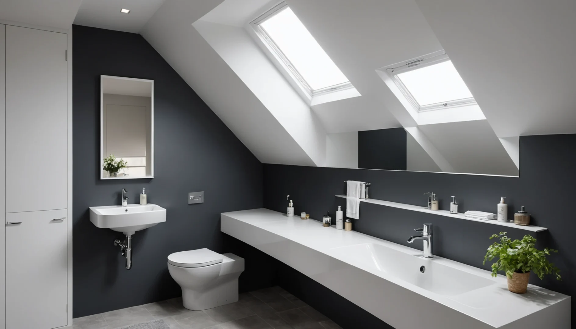 idées pour petite salle de bain avec pente de toit