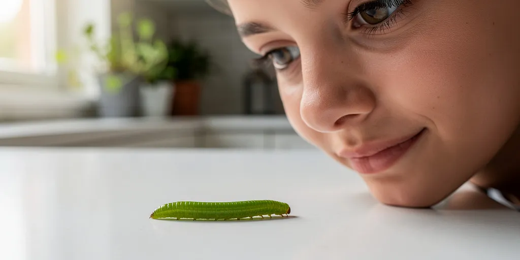 petit ver vert dans la maison