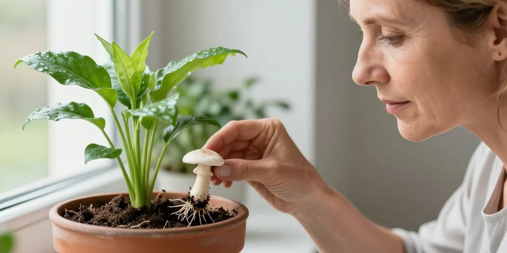 champignon dans terreau