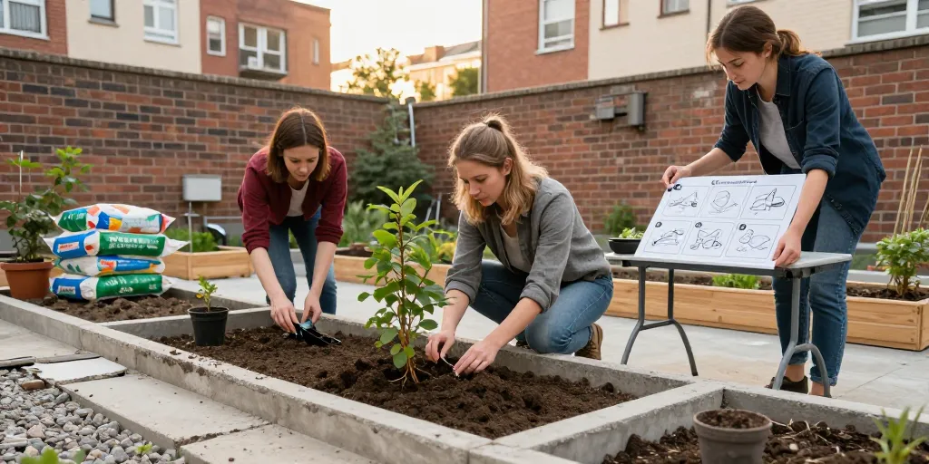 transformer une cour en béton en jardin