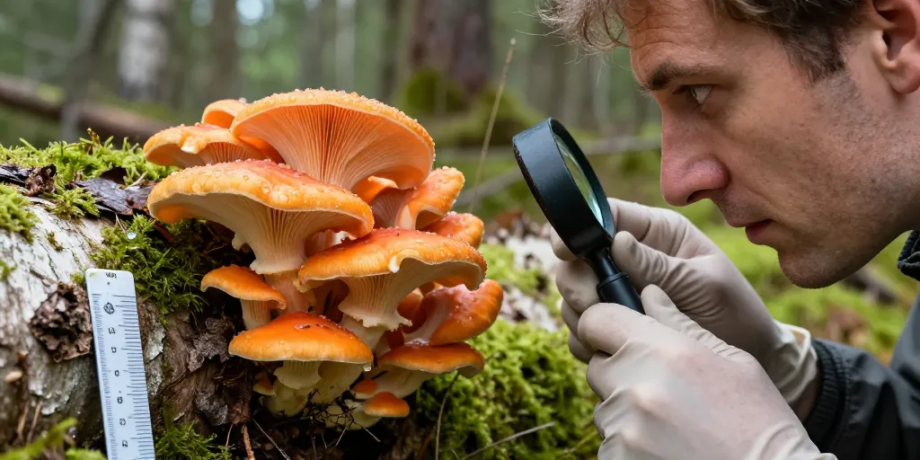 champignon orange sur bois mort