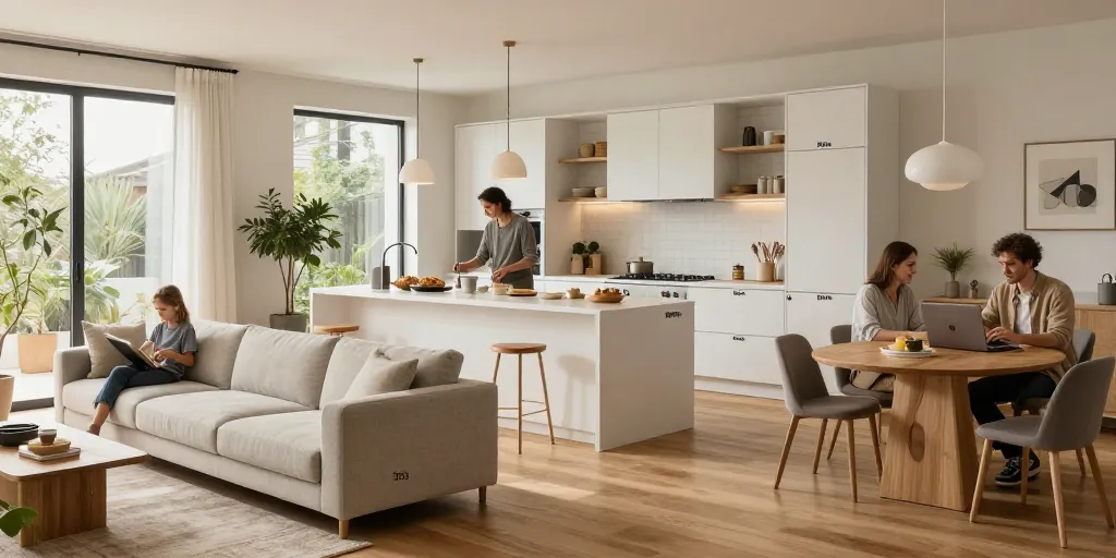 plan salon sejour cuisine 60m2